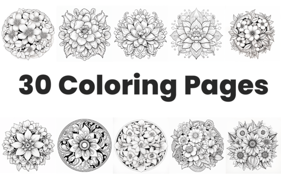 Download Set of 30 Floral Mandala Coloring Pages - Premium Resources