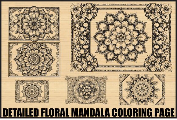 Download Elegant Floral Mandala Coloring Page Set - Floral mandala Collection