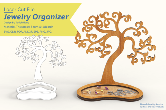 Download Tree Jewelry Display | Laser Cut File - Cut file Collection