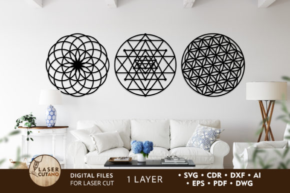 Download Sacred Geometry Wall Art, Cut Files - Cut file Collection